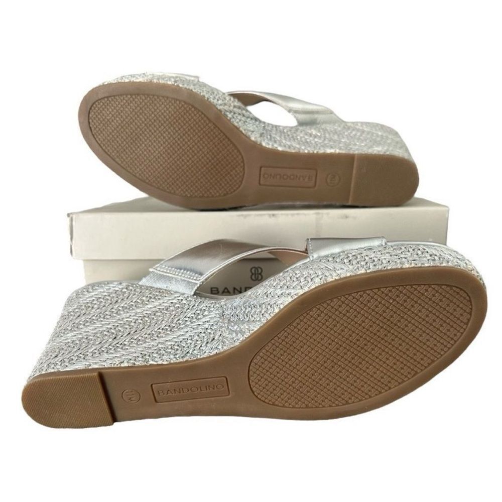 Bandolino Kammie 3 Silver Metallic Espadrille Wedge Sandals Size 11 NWB - Picture 7 of 13